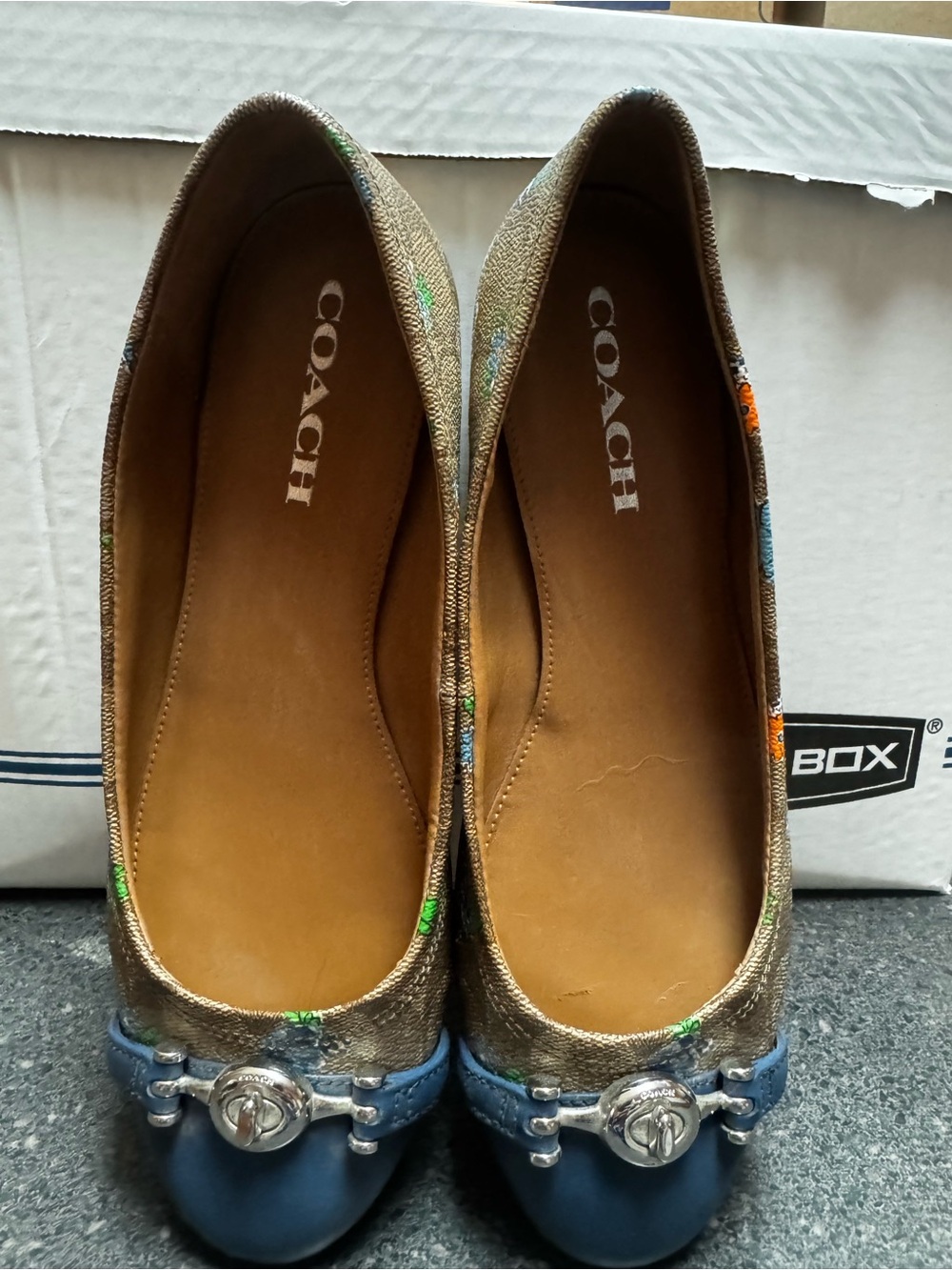 COACH Women's Metallic Bronze & Blue Leather Ballet Flats